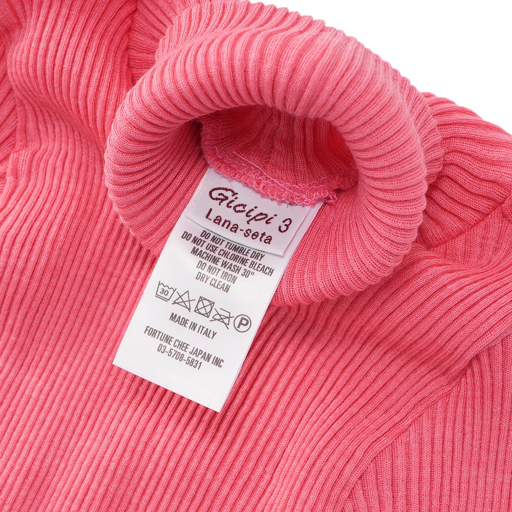 GICIPI ジチピ 2321A PRUGNA プルーニャ LANA SETA 3×3 ウールシルク タートルネック リブニットソー PINK