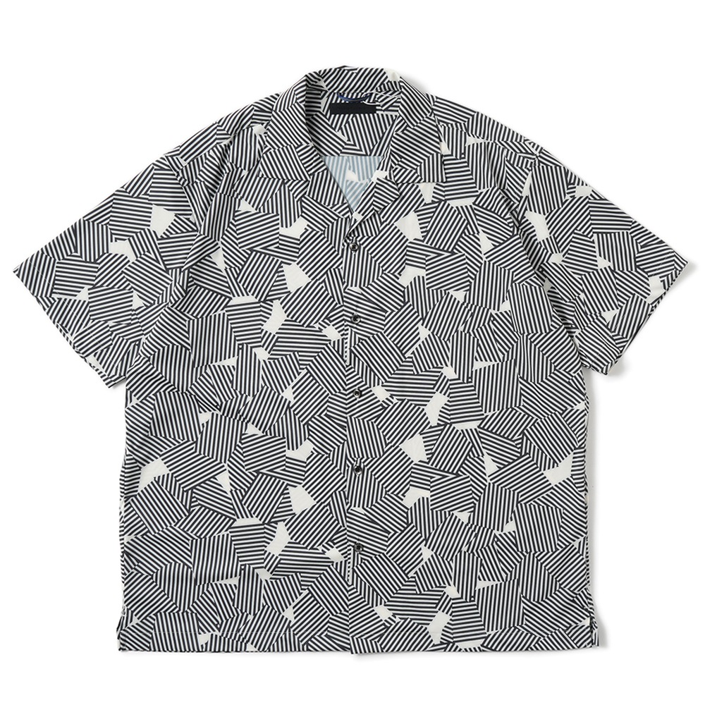 junhashimoto ジュンハシモト OPEN COLLAR S/S オープンカラー ショートスリーブシャツ 1062620001 WHITE×BLK