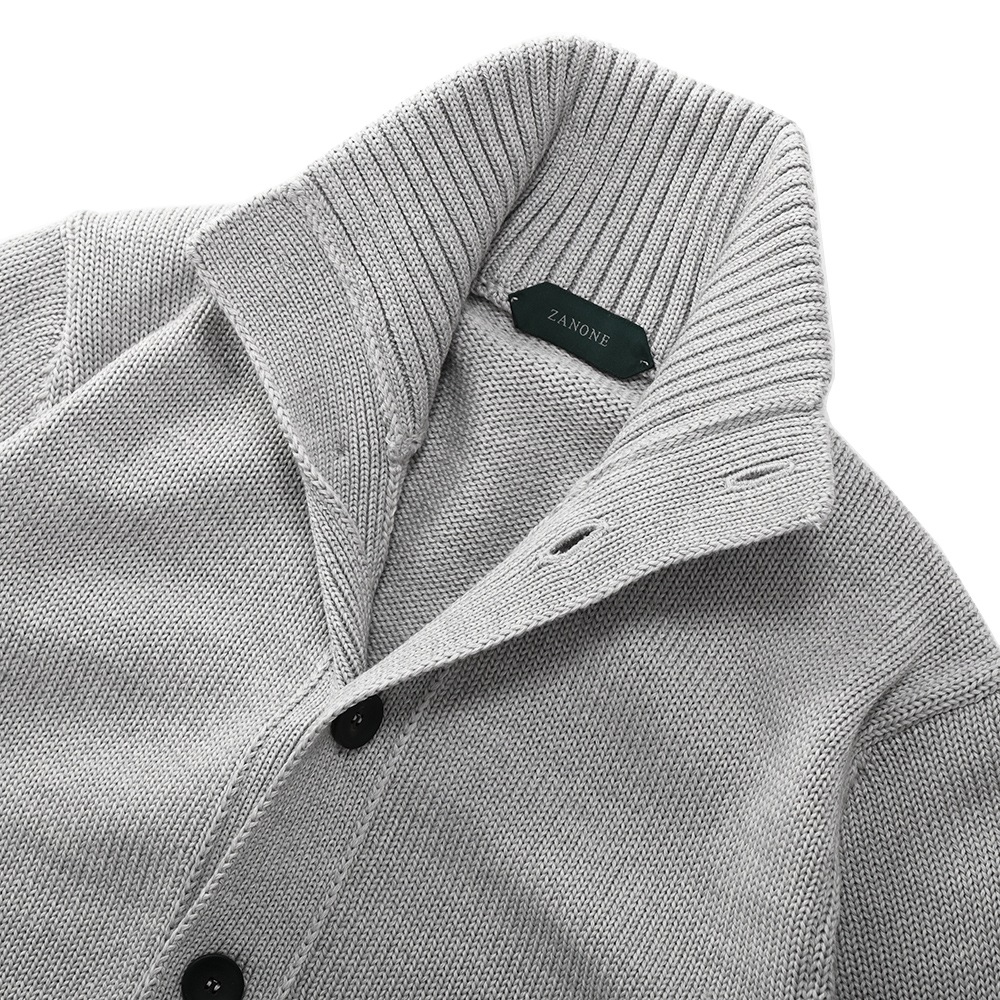 ZANONE ザノーネ CHIOTO ウール ミドルゲージ ニット スタンドカラーカーディガン 812519-ZR229 L.GRAY