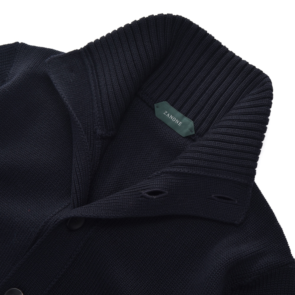 ZANONE CHIOTOネイビー ミドルゲージ ZANONE ザノーネ CHIOTO ミドルゲージスタンドカラーカーディガン