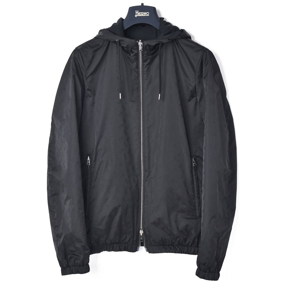 HERNO ヘルノ モノグラム ナイロン×メッシュ リバーシブル フーデッド 
