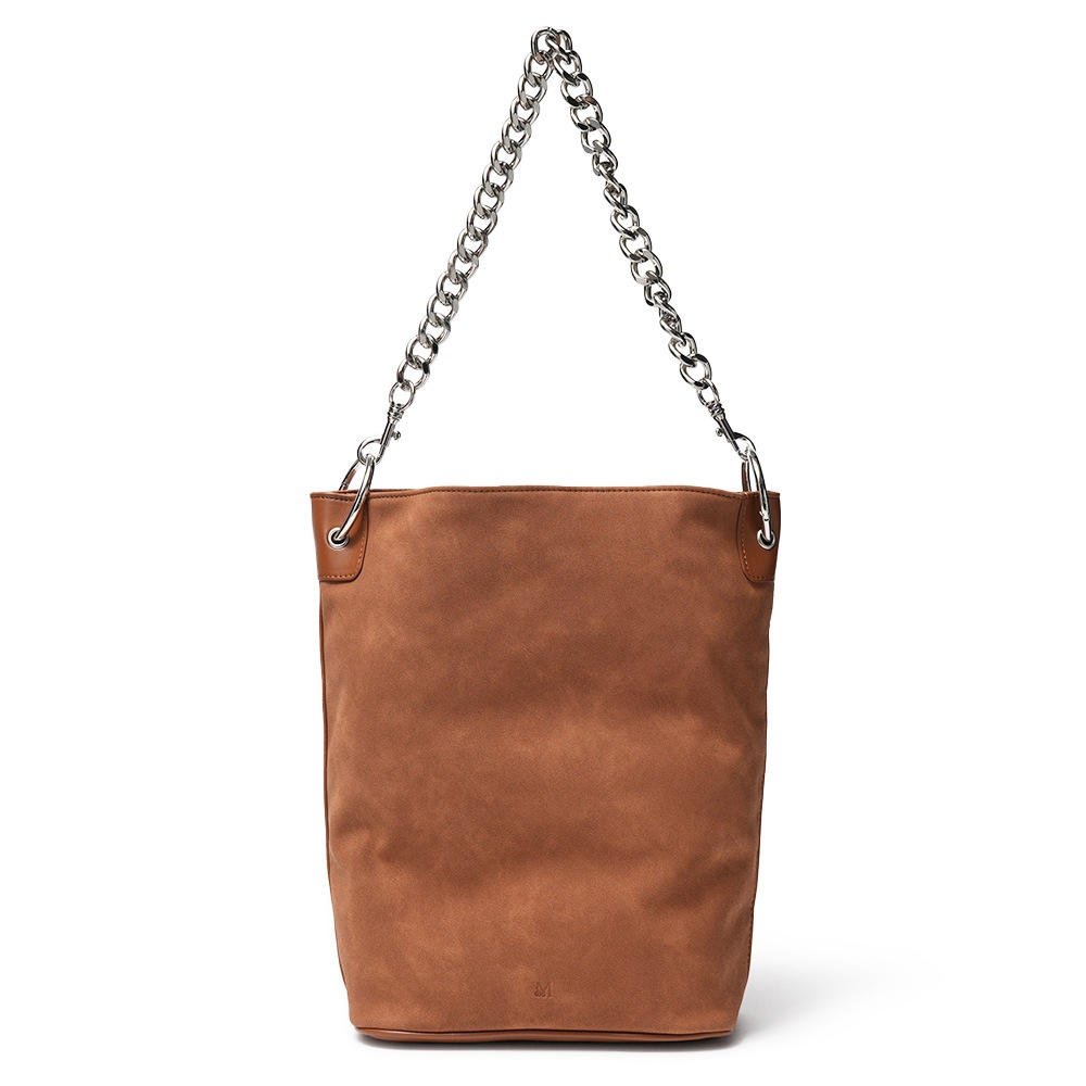&MyuQ アンドミューク LOTI ヴィーガンレザー チェーンバッグ CAMEL BROWN