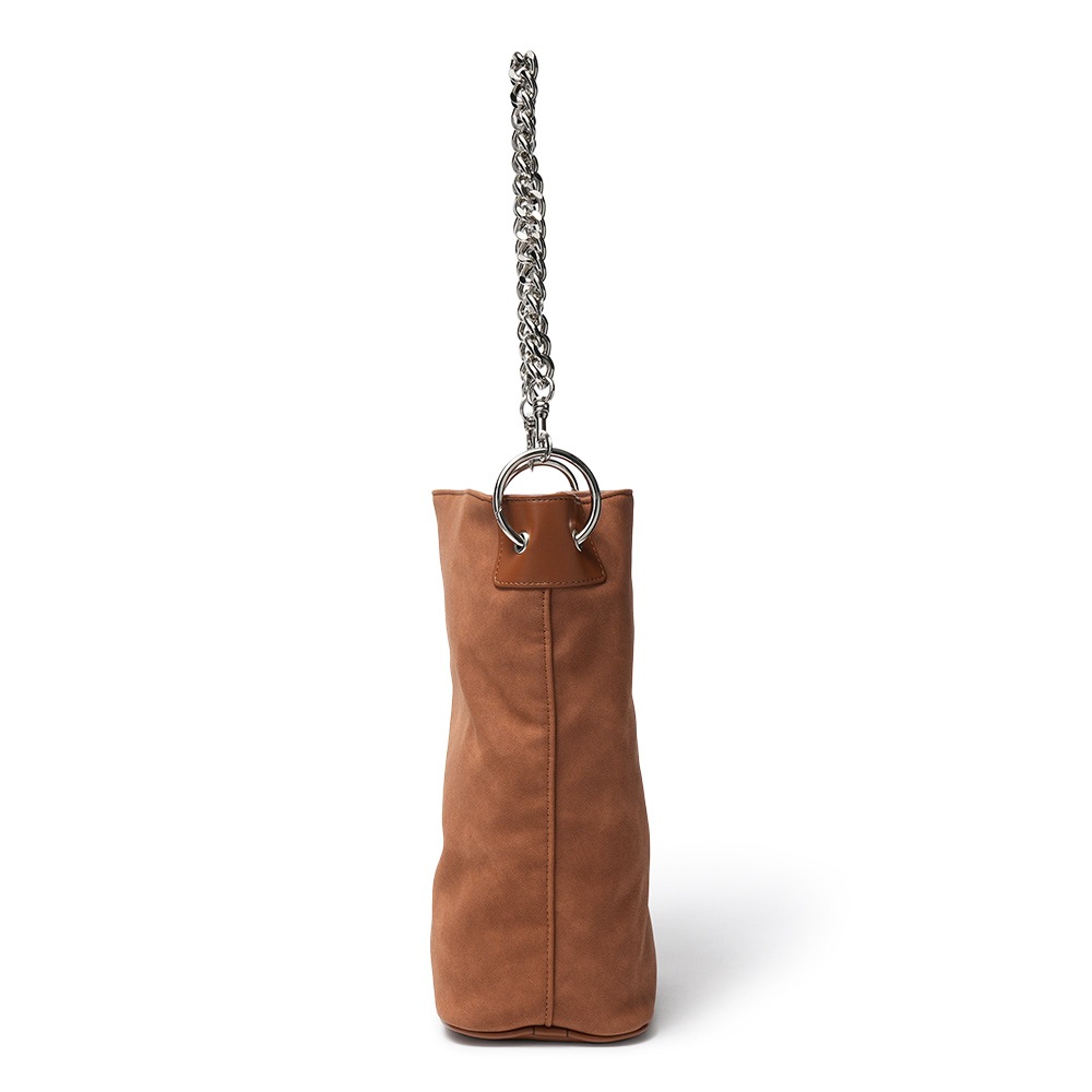 &MyuQ アンドミューク LOTI ヴィーガンレザー チェーンバッグ CAMEL BROWN