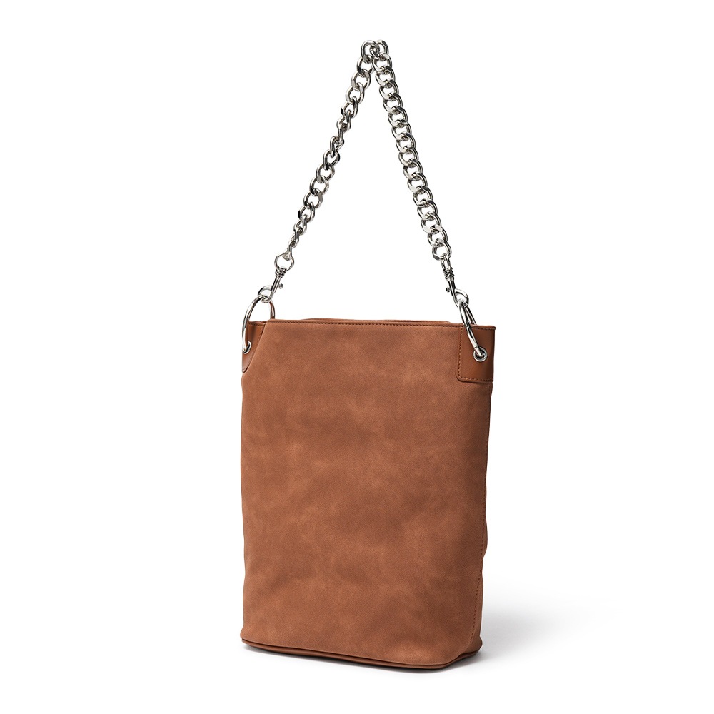 &MyuQ アンドミューク LOTI ヴィーガンレザー チェーンバッグ CAMEL BROWN