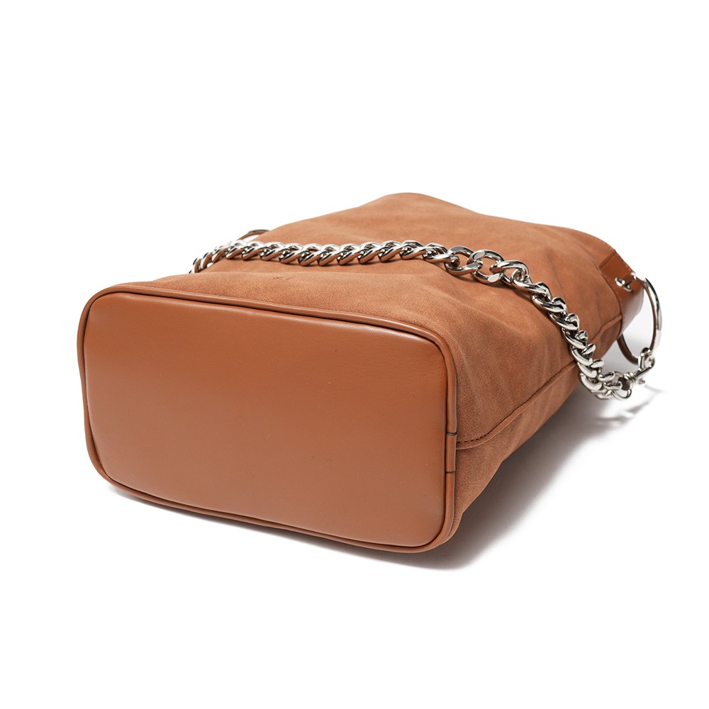 &MyuQ アンドミューク LOTI ヴィーガンレザー チェーンバッグ CAMEL BROWN