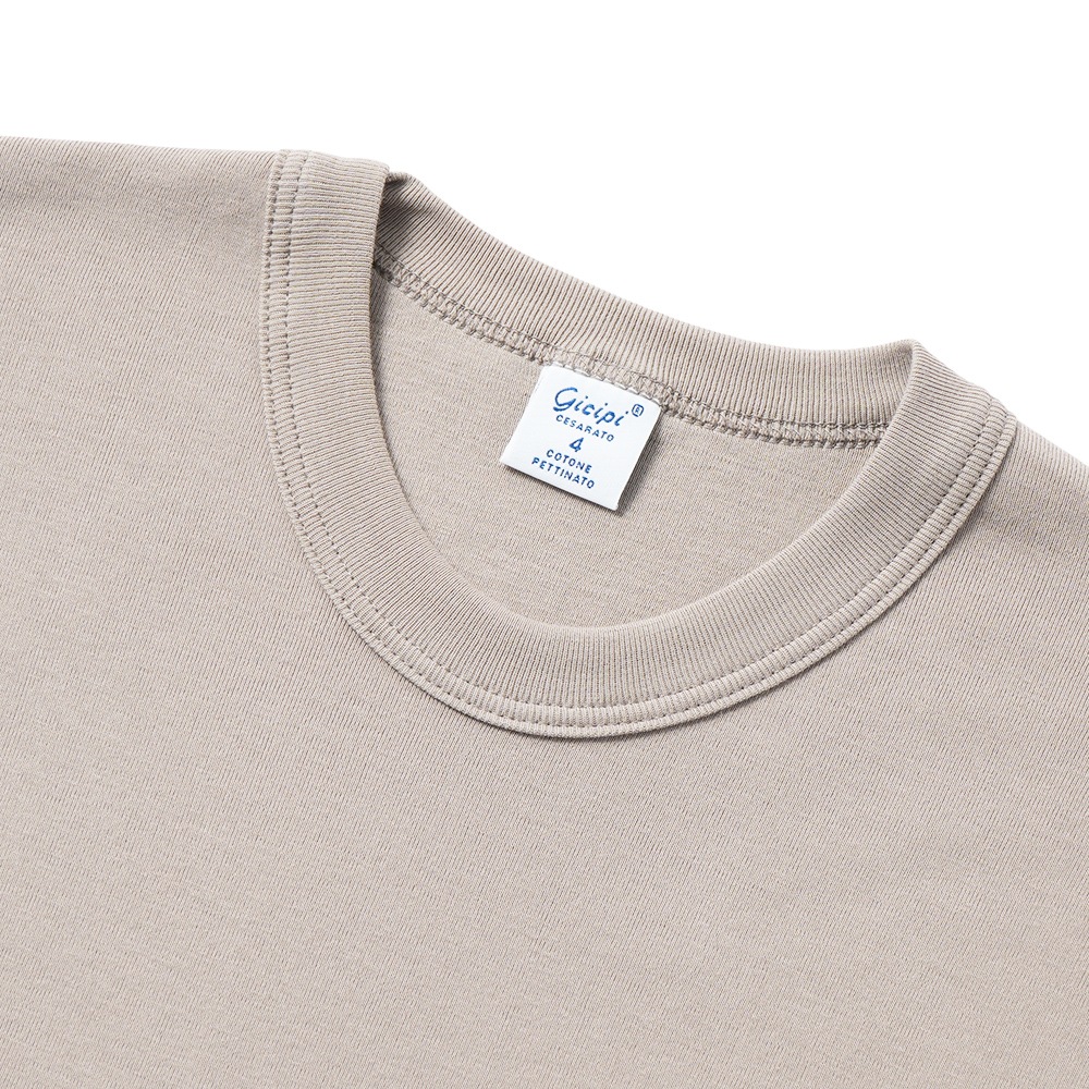 GICIPI ジチピ 2602P GRONGO Costina 1×1 グローンゴ クルーネック ベーシックフィット Tシャツ GREIGE
