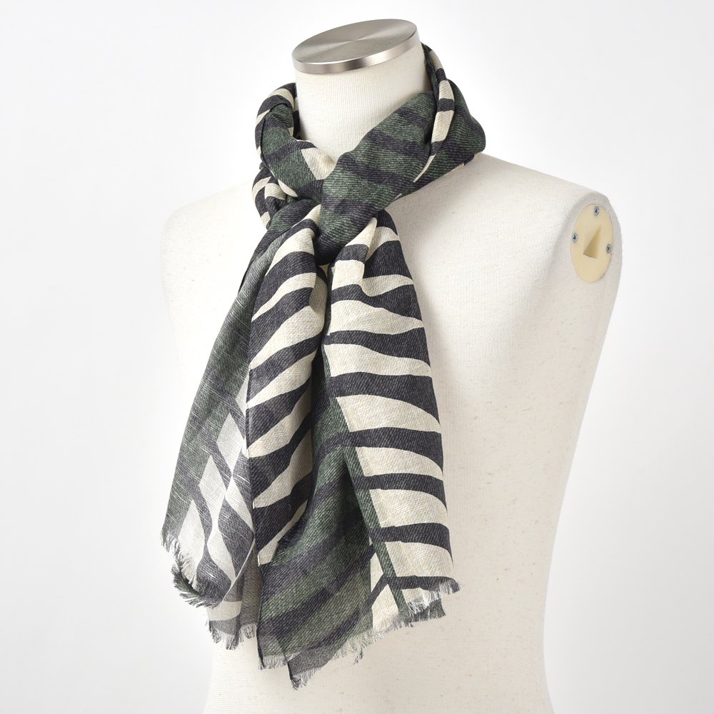 GIERRE ジエレ ストール メンズ 【古着】【中古】 GIERRE ジエレ コットン・リネン プリント ストール 【国内正規品