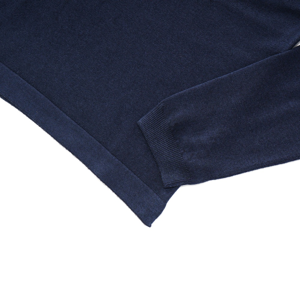 GRANSASSO グランサッソ メリノウール ニット 製品染め クルーネック ロングスリーブ 57136/22763 NAVY