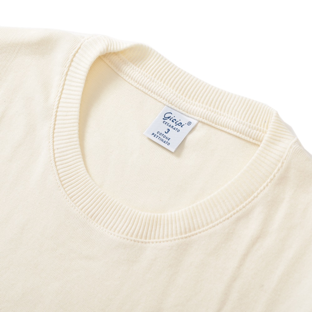 GICIPI ジチピ 2101A LUPO ソフトコットン クルーネック ロングスリーブTシャツ OFF WHITE