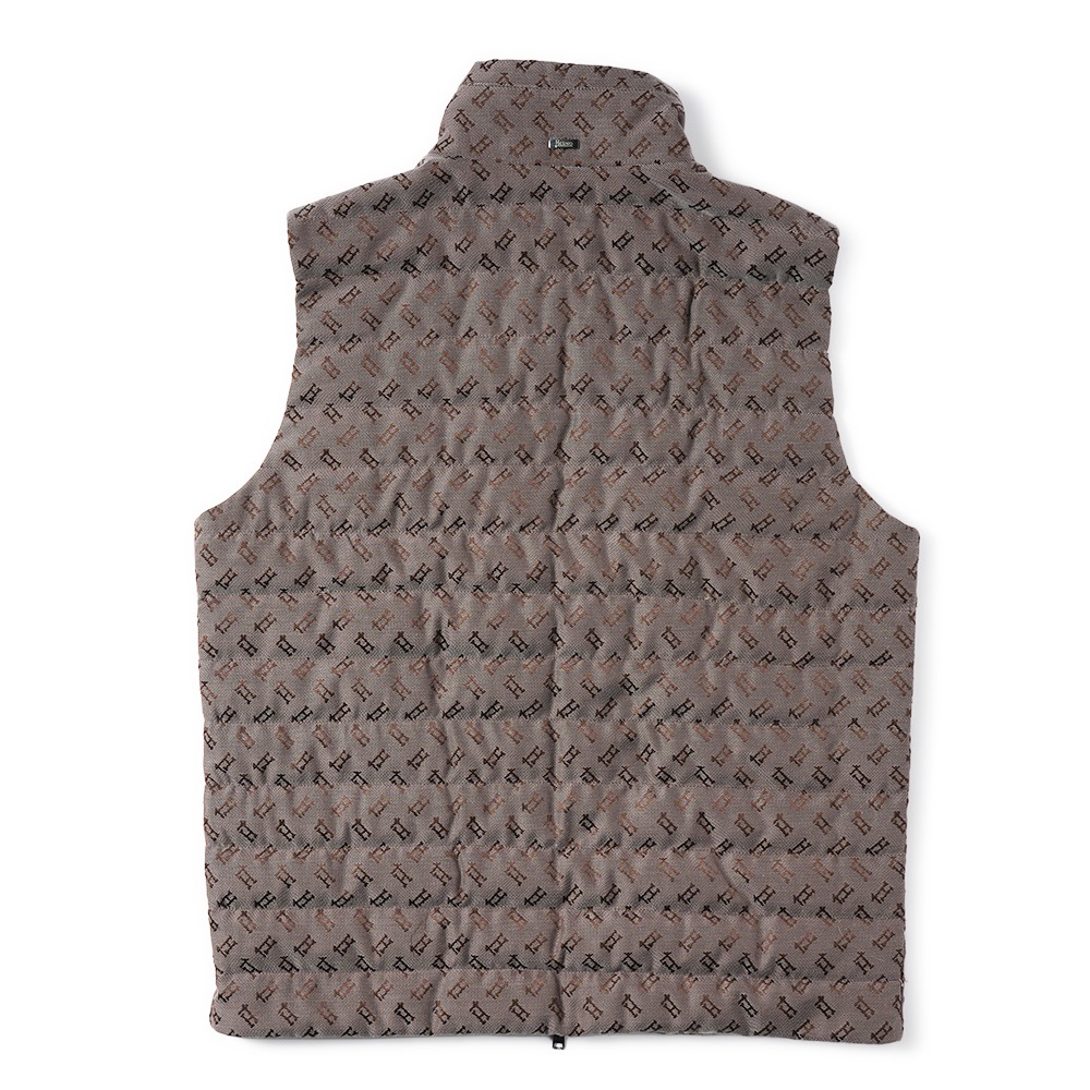 HERNO ヘルノ コットン・ポリエステル モノグラム  ライトダウンベスト PI001104U-12605W BROWN