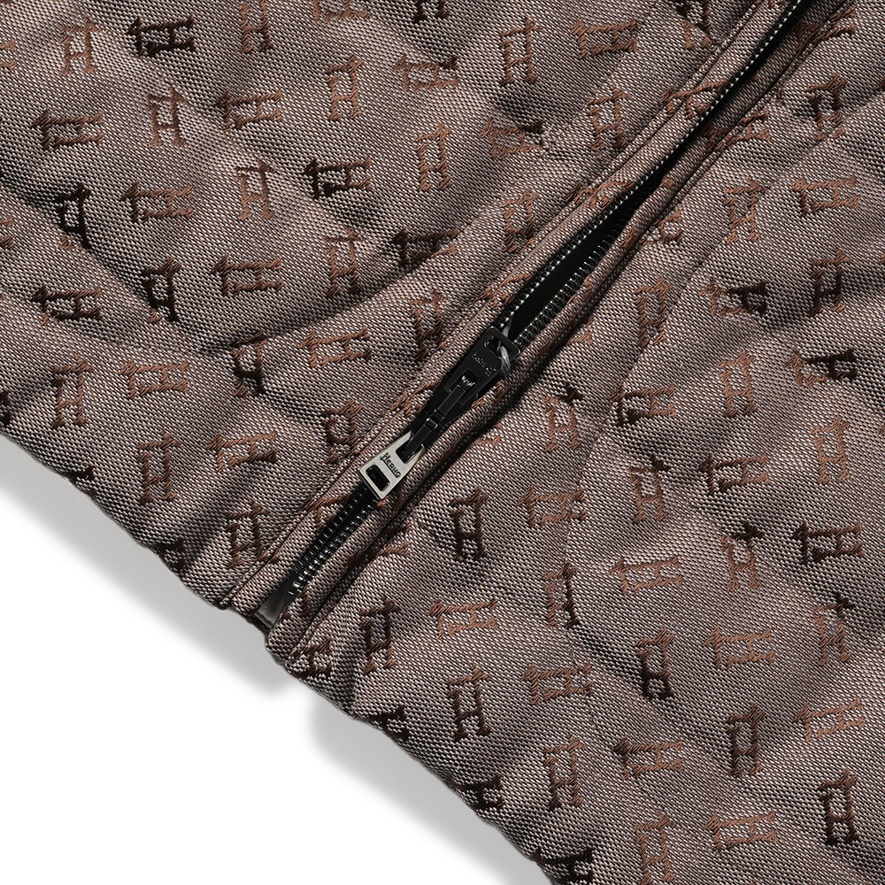 HERNO ヘルノ コットン・ポリエステル モノグラム  ライトダウンベスト PI001104U-12605W BROWN