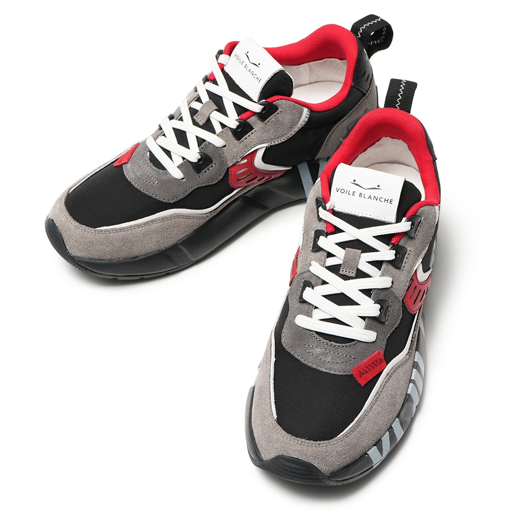 VOILE BLANCHE ボイルブランシェ CLUB01 スエード・ポリエステル スニーカー 2017465/06 GRY/BLK/RED