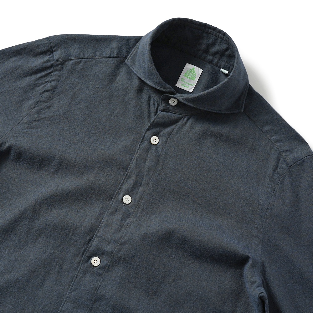 Finamore フィナモレ SERGIO BARI/120182 M0641 コットン フランネル カッタウェイカラーシャツ D.NAVY
