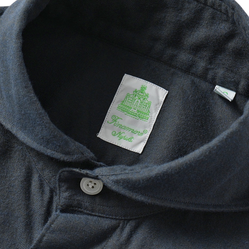 Finamore フィナモレ SERGIO BARI/120182 M0641 コットン フランネル カッタウェイカラーシャツ D.NAVY