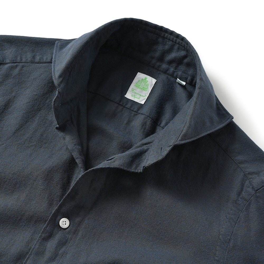 Finamore フィナモレ SERGIO BARI/120182 M0641 コットン フランネル カッタウェイカラーシャツ D.NAVY