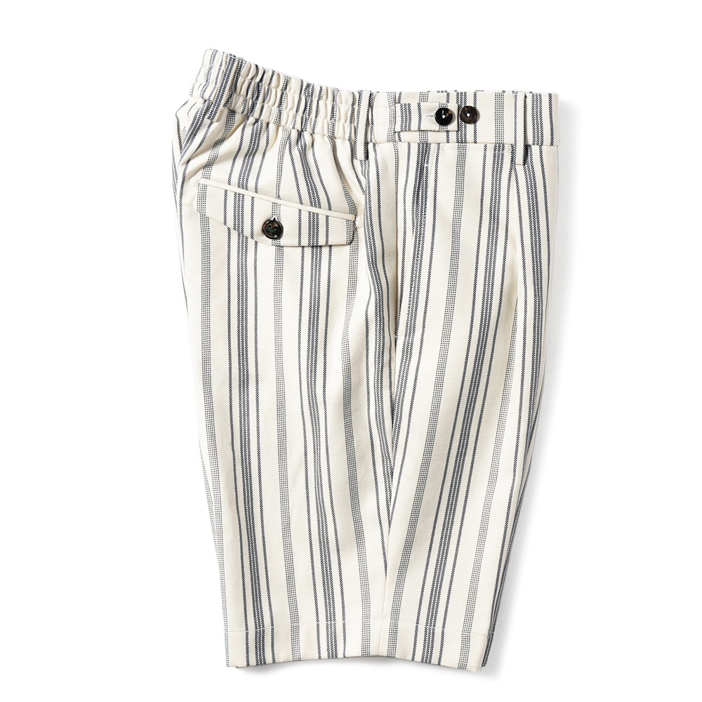 BERWICH ベルウィッチ BERTO J SHORT-SB1087 コットン ストライプ サイドアジャスター ショートパンツ WHITE