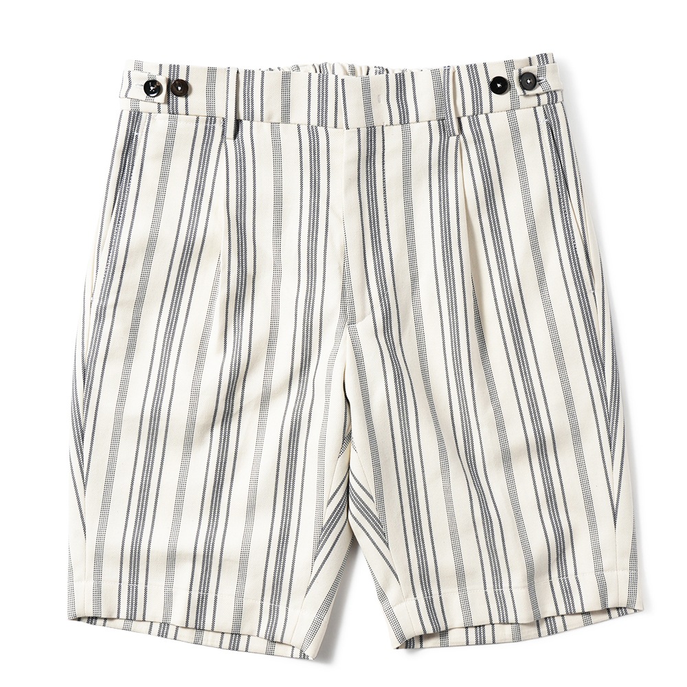 BERWICH ベルウィッチ BERTO J SHORT-SB1087 コットン ストライプ サイドアジャスター ショートパンツ WHITE