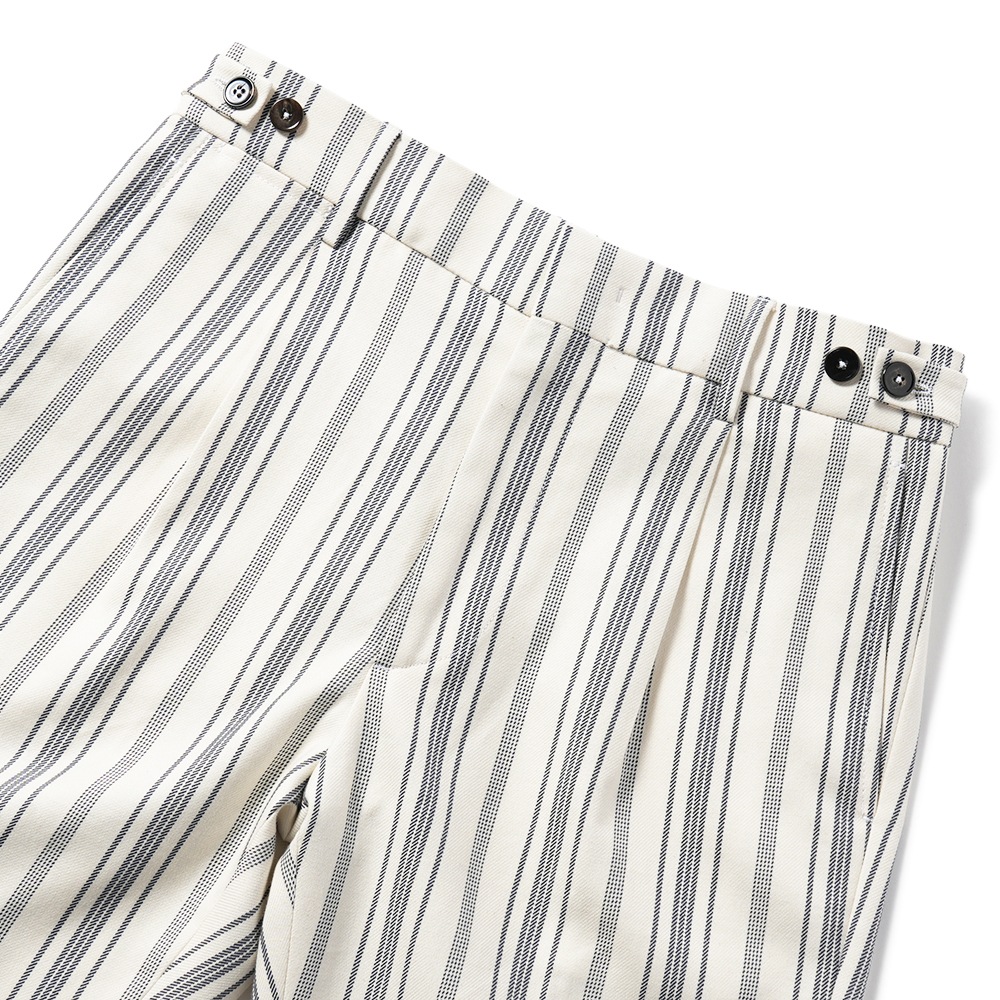 BERWICH ベルウィッチ BERTO J SHORT-SB1087 コットン ストライプ サイドアジャスター ショートパンツ WHITE