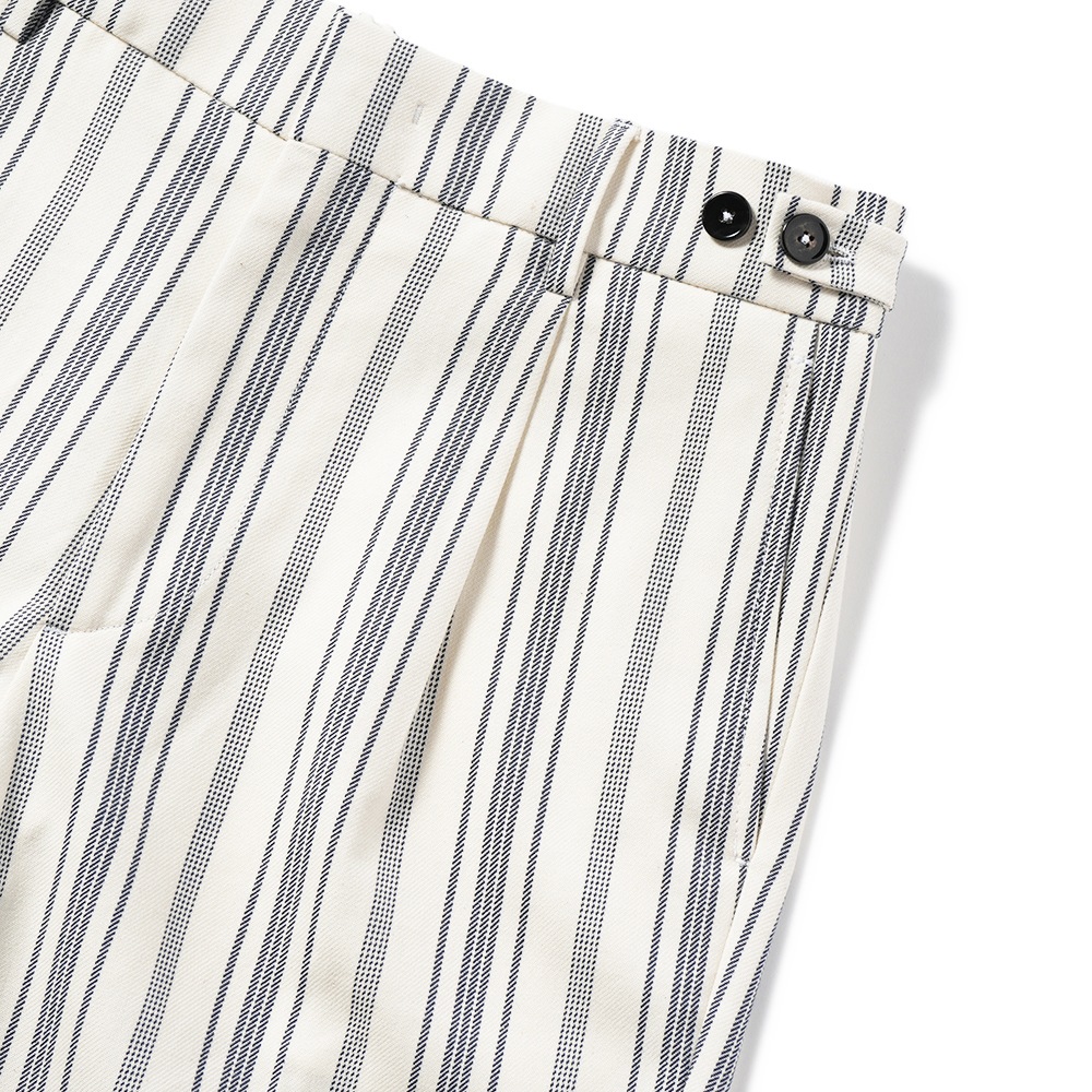 BERWICH ベルウィッチ BERTO J SHORT-SB1087 コットン ストライプ サイドアジャスター ショートパンツ WHITE