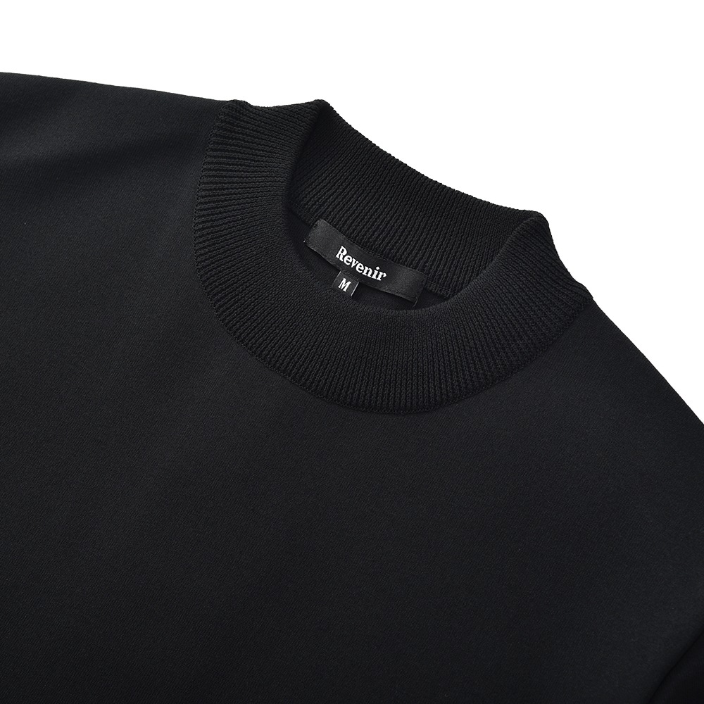 REVENIR リブニール COTTON POLYESTER KNIT MOCK NECK S/S ニット モックネック Tシャツ BLACK