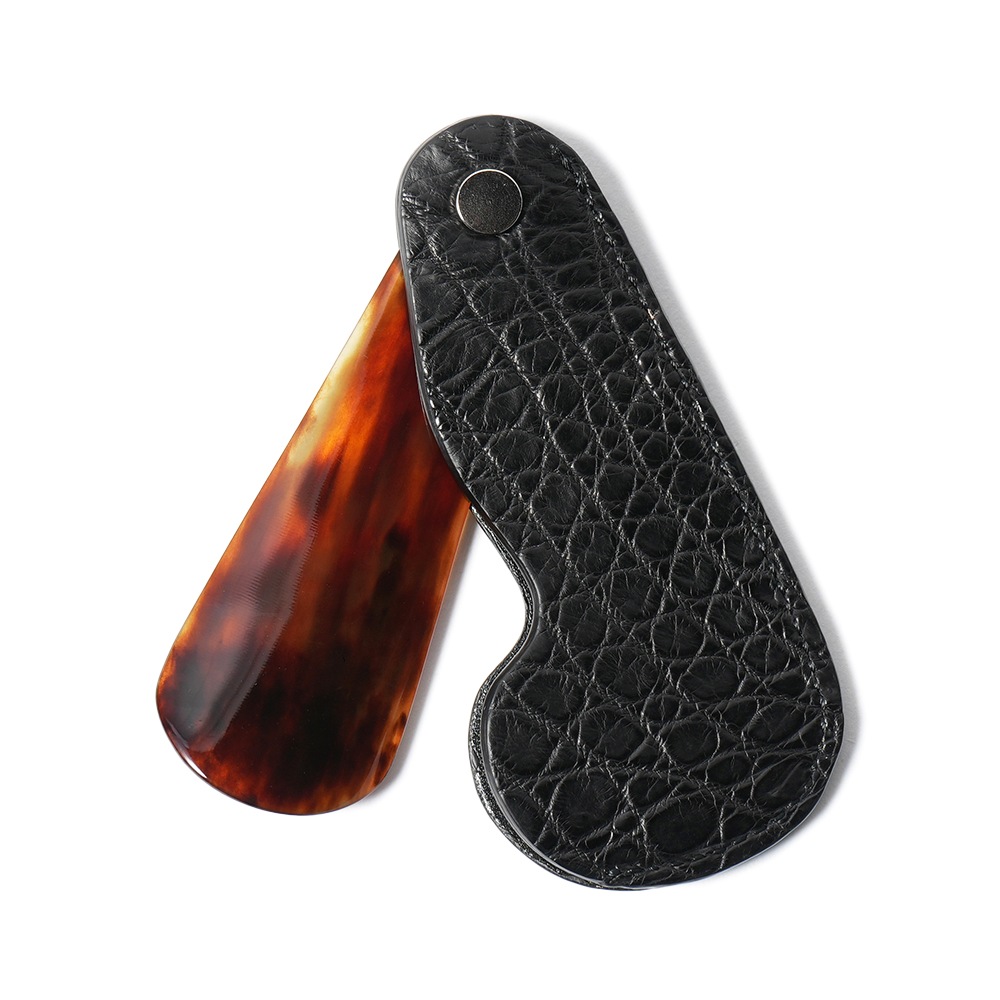 THE SOLE ザソール クロコダイルケース 鼈甲 シューホーン TSKB-CR BLACK