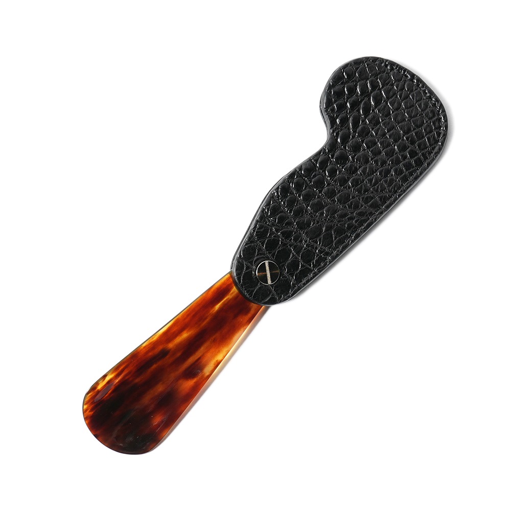 THE SOLE ザソール クロコダイルケース 鼈甲 シューホーン TSKB-CR BLACK