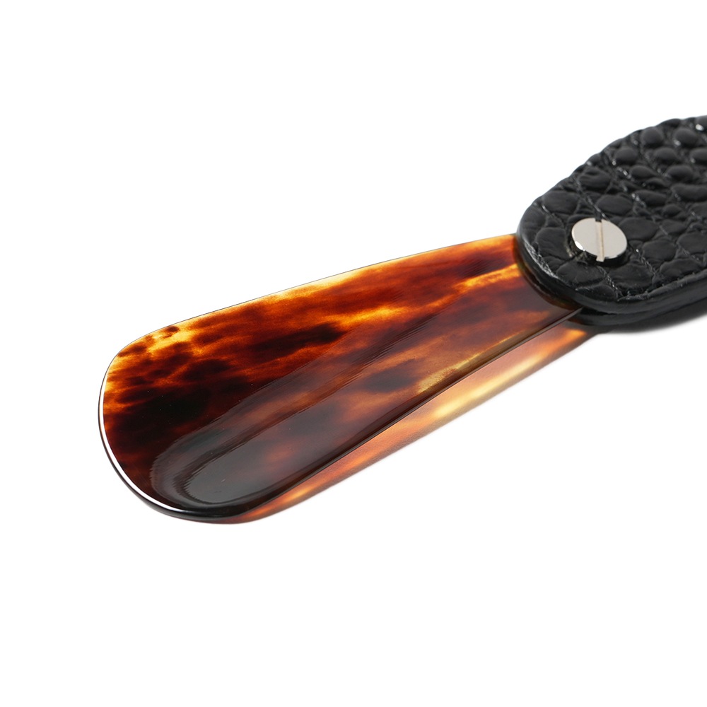 THE SOLE ザソール クロコダイルケース 鼈甲 シューホーン TSKB-CR BLACK