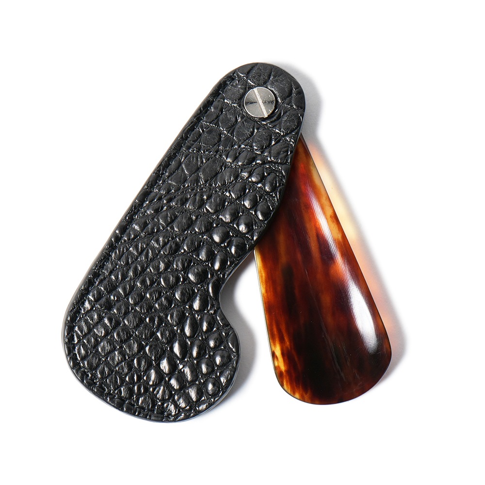 THE SOLE ザソール クロコダイルケース 鼈甲 シューホーン TSKB-CR BLACK
