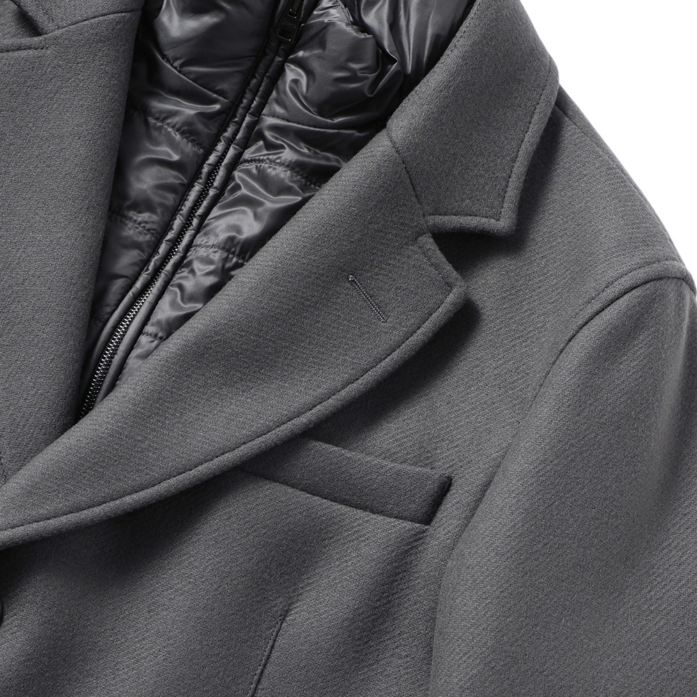 HERNO ヘルノ EASY WOOL・NYLON ULTRA LIGHT ウールメルトン 中綿 チェスターコート CA000202U-33432R  GREY