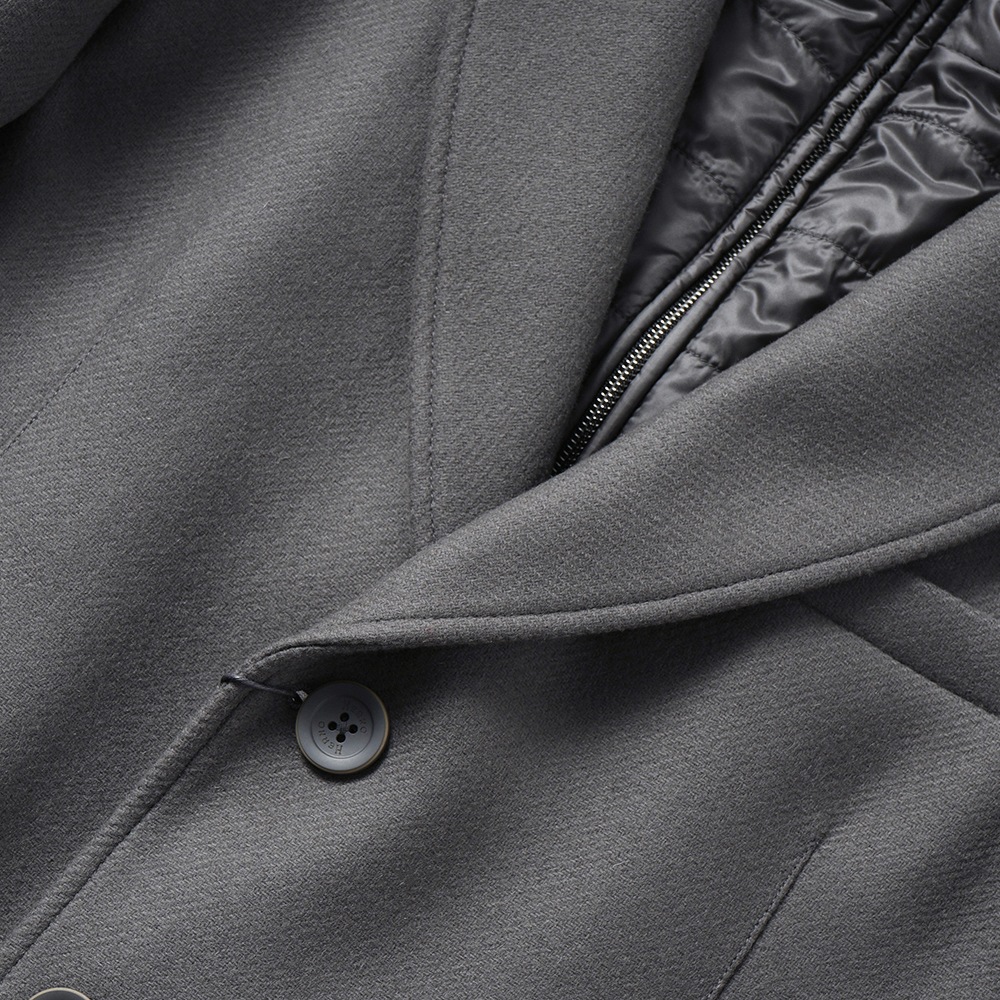 HERNO ヘルノ EASY WOOL・NYLON ULTRA LIGHT ウールメルトン 中綿 チェスターコート CA000202U-33432R  GREY