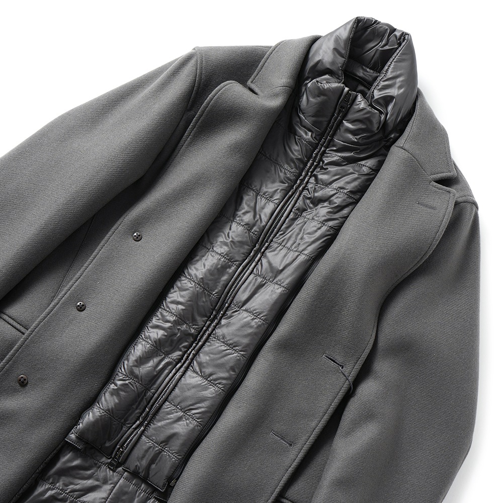 HERNO ヘルノ EASY WOOL・NYLON ULTRA LIGHT ウールメルトン 中綿 チェスターコート CA000202U-33432R  GREY