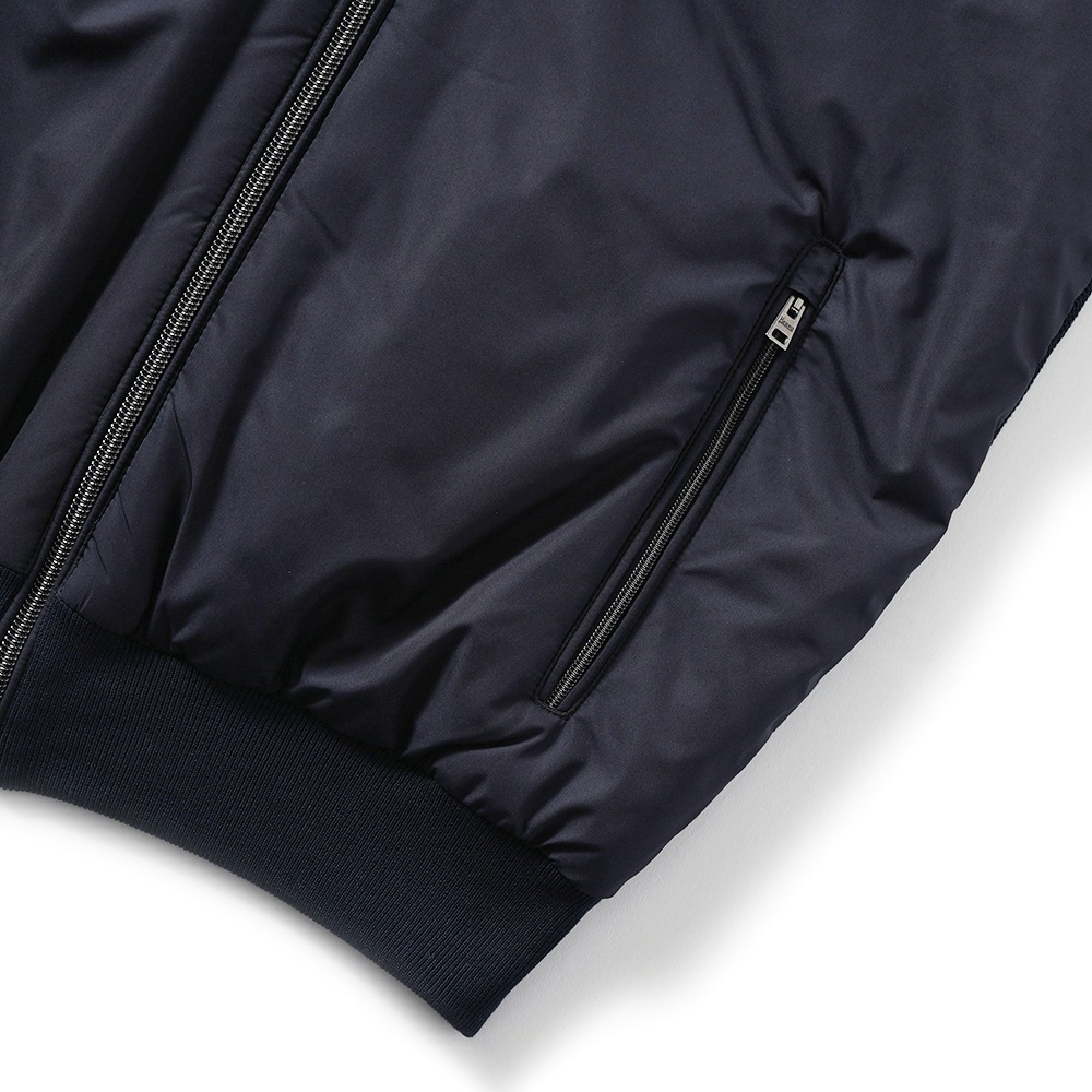 HERNO ヘルノ ポリエステル・コットンピケニット 中綿 ジップアップベスト MC000165U-72056 NAVY