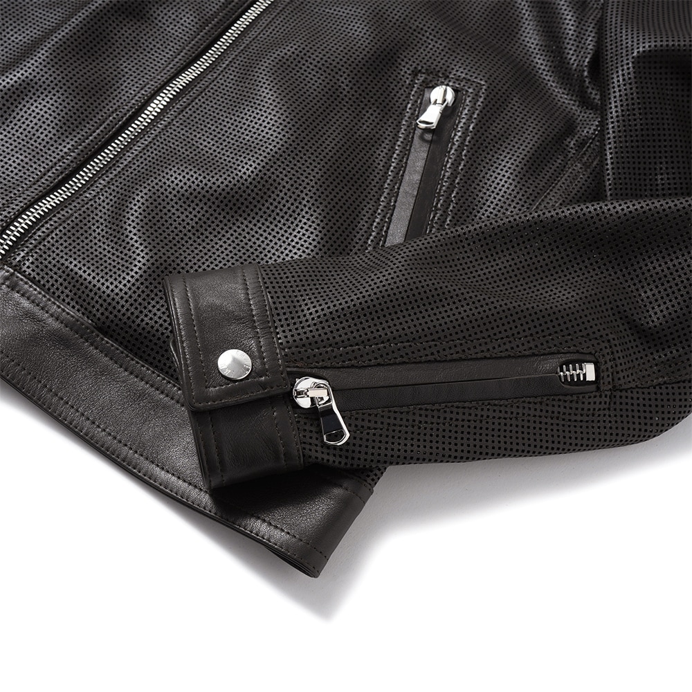 EMMETI エンメティ 干場義雅氏 別注 H CLASSICA TRAFORATO アッカ クラシカ パンチングレザー シングルライダースジャケット D.BROWN