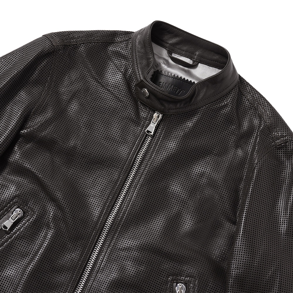 EMMETI エンメティ 干場義雅氏 別注 H CLASSICA TRAFORATO アッカ クラシカ パンチングレザー シングルライダースジャケット D.BROWN