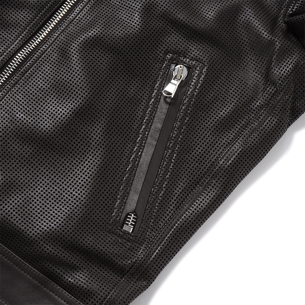 EMMETI エンメティ 干場義雅氏 別注 H CLASSICA TRAFORATO アッカ クラシカ パンチングレザー シングルライダースジャケット D.BROWN