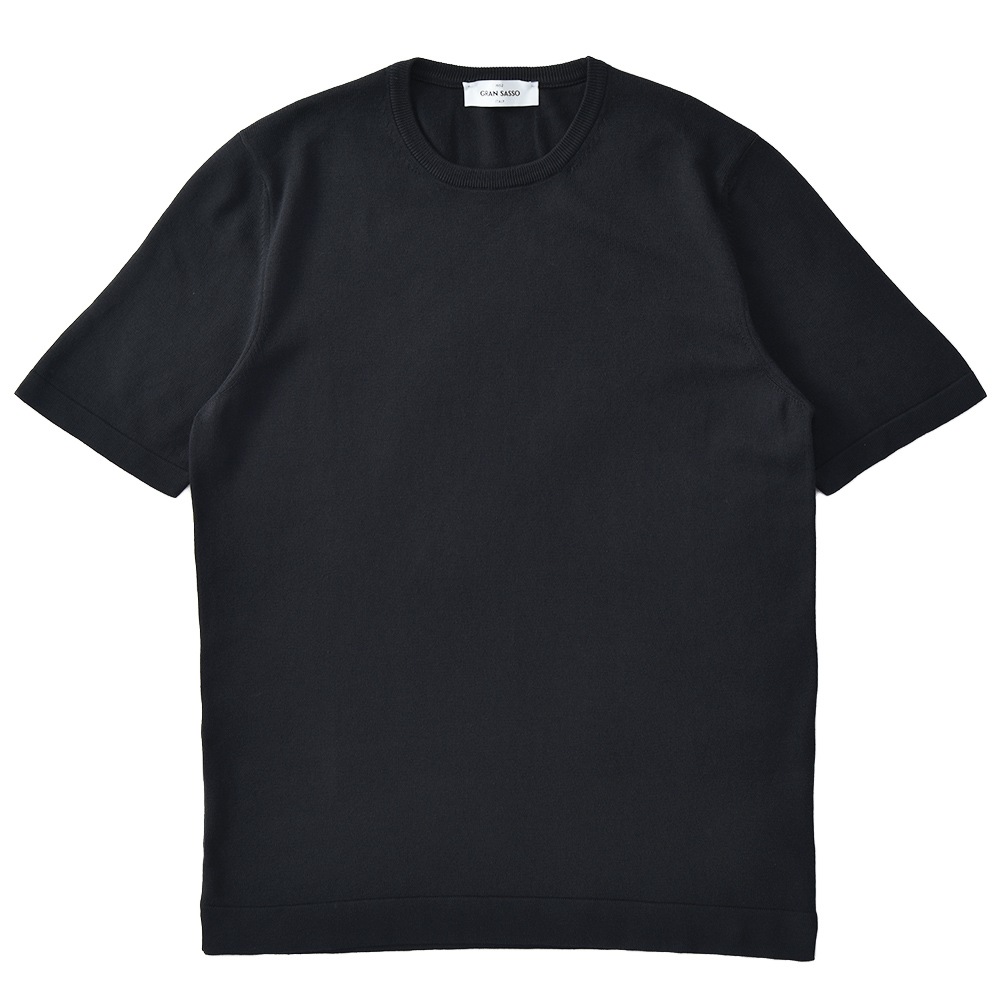 GRANSASSO グランサッソ ソフトコットン ニット クルーネック ショートスリーブ Tシャツ 58138/18120 BLACK