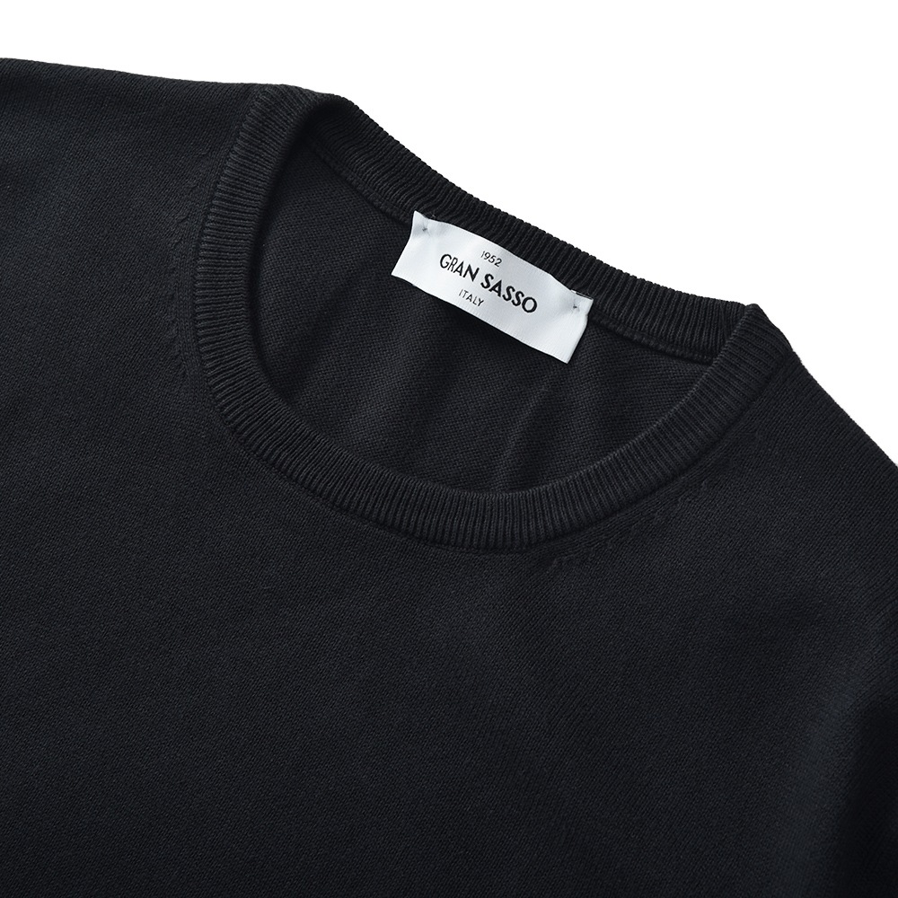 GRANSASSO グランサッソ ソフトコットン ニット クルーネック ショートスリーブ Tシャツ 58138/18120 BLACK