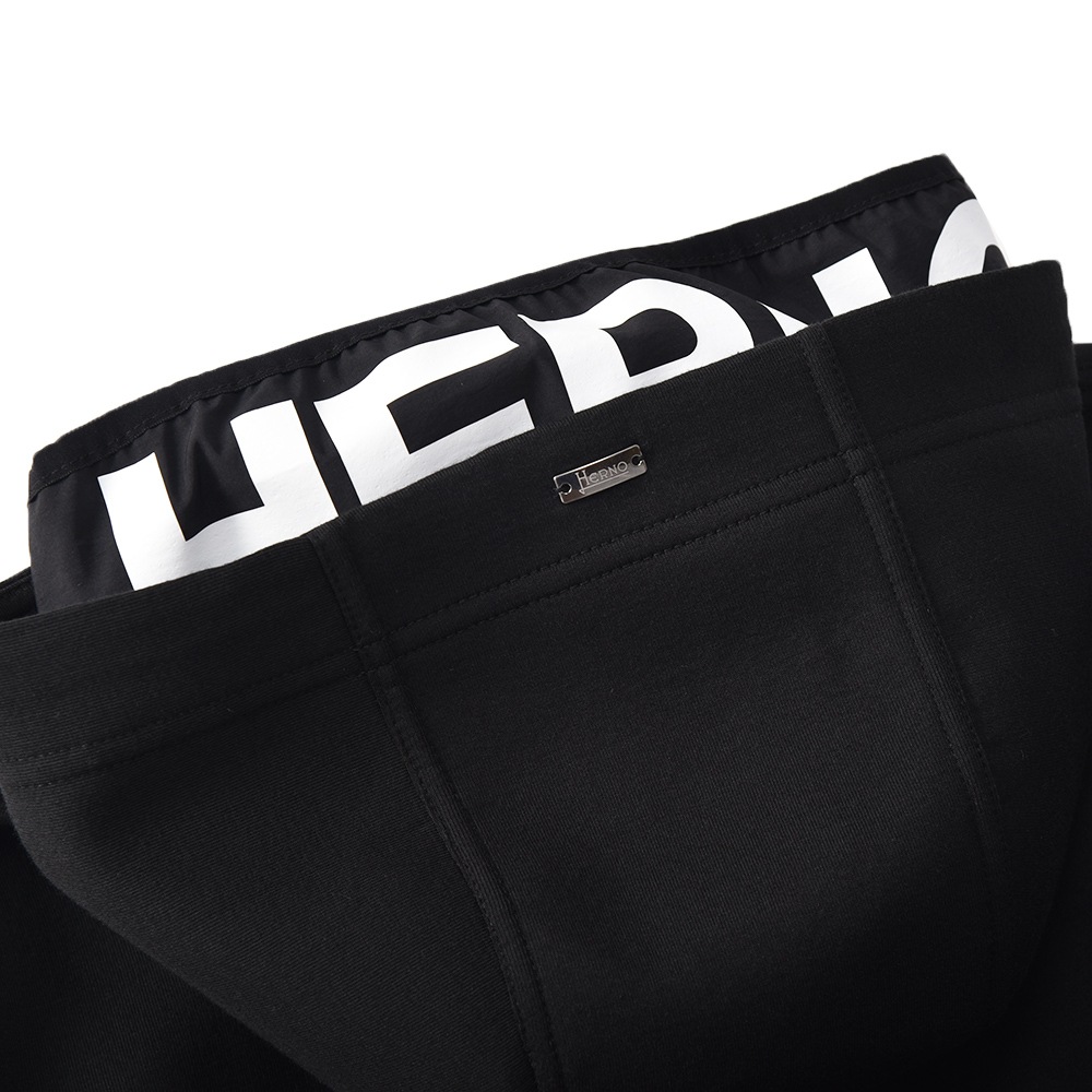 HERNO ヘルノ ストレッチ ジャージ ジップアップ フーデッドパーカ JC000027U/50052+19339 BLACK