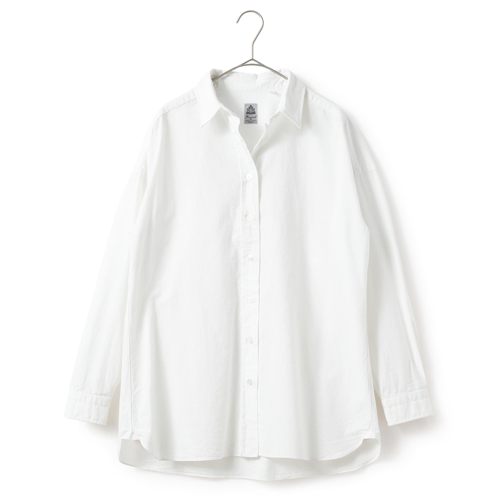 FINAMORE フィナモレ LISAJ GRACEJ 012726 A3096C コットン ビッグシルエットシャツ WHITE