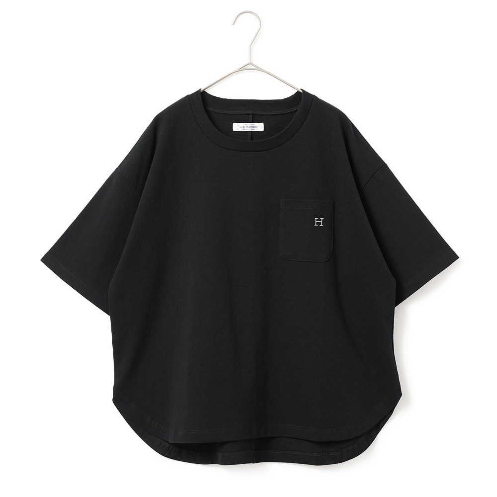 HOLLYWOOD RANCH MARKET ハリウッドランチマーケット Hエンブロイダリー ラウンドヘムTシャツ ウイメンズ 1006667 BLACK