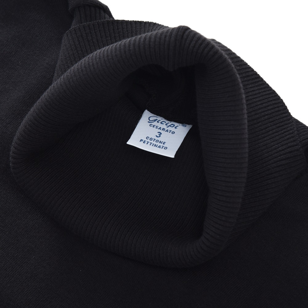 GICIPI ジチピ 2102A TIGRE ソフトコットン タートルネック ロングスリーブTシャツ BLACK