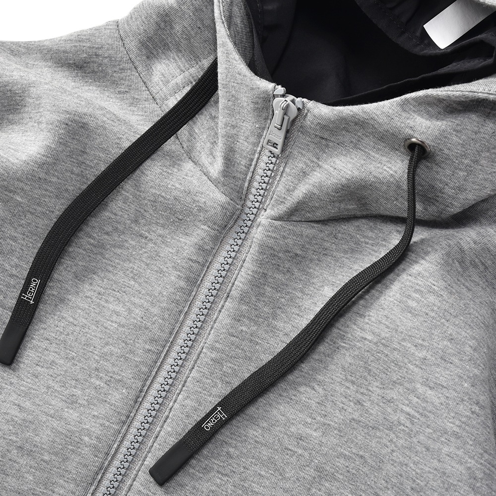 HERNO ヘルノ ストレッチ ジャージ ジップアップ フーデッドパーカ JC000027U/50052+19339 L.GRAY