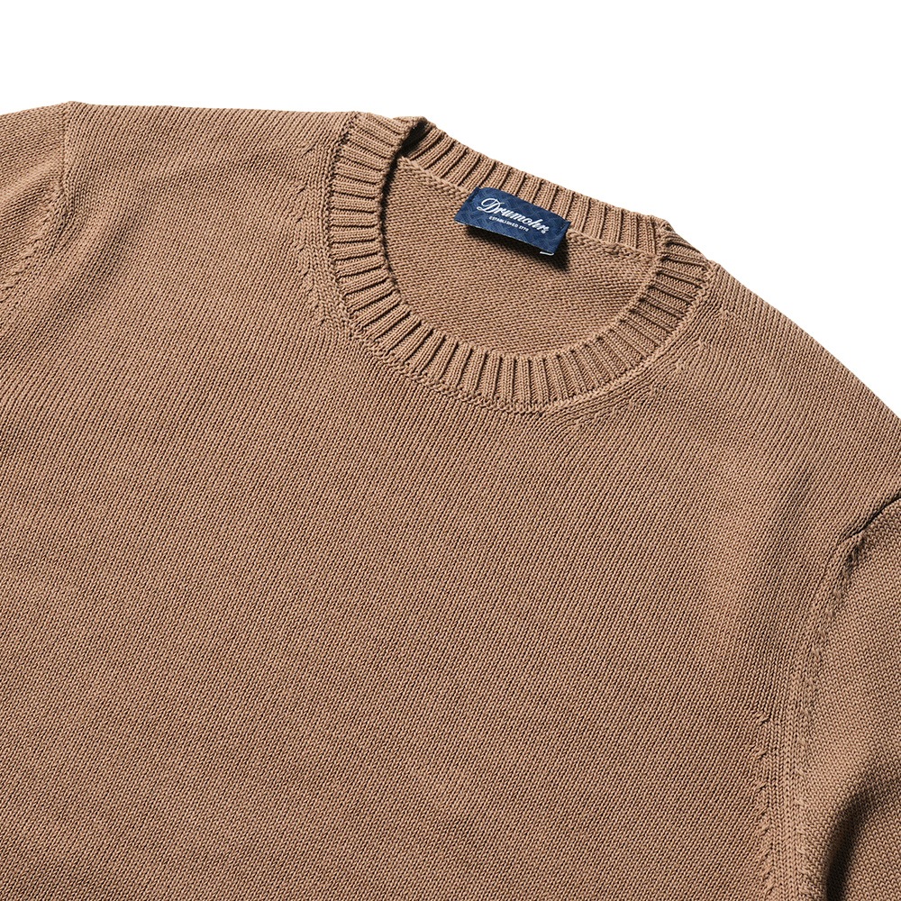 DRUMOHR ドルモア 8G コットン クルーネック ニット D8Z103 BROWN