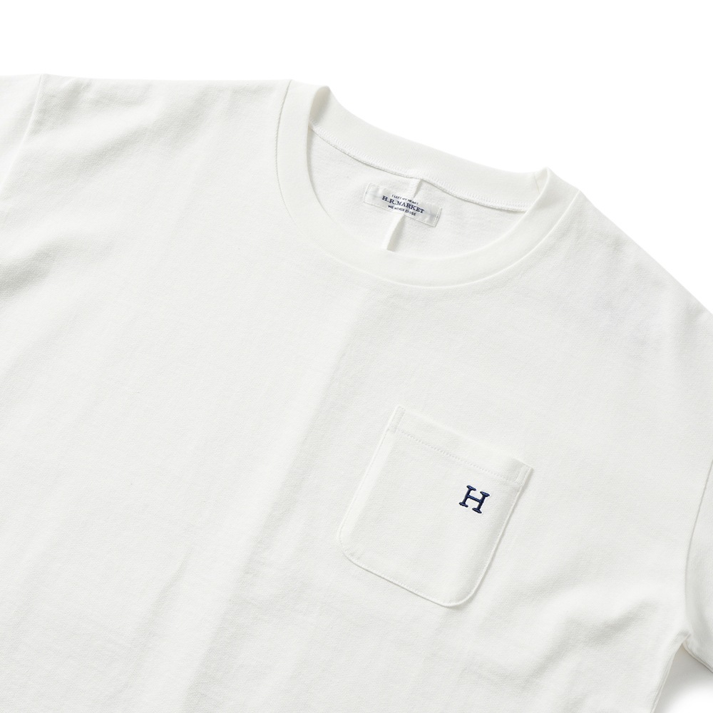 HOLLYWOOD RANCH MARKET ハリウッドランチマーケット Hエンブロイダリー ラウンドヘムTシャツ ウイメンズ 1006667 WHITE