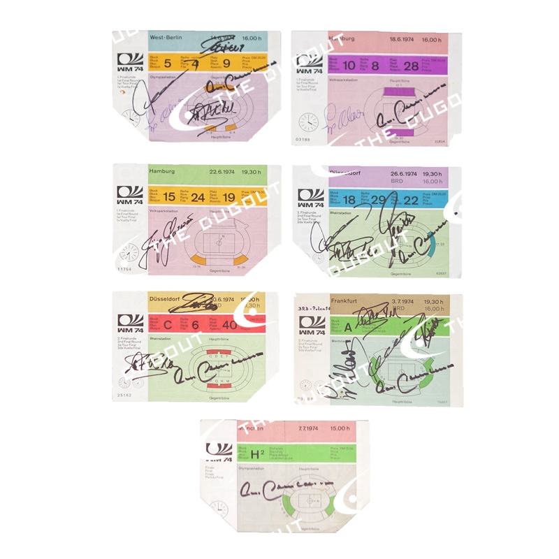 半券 西ドイツ代表マルチ直筆サイン入り1974W杯チケット半券セット