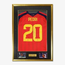 EURO  ロドリ スペイン代表  直筆サイン入りフォト 証明書付き Rodri ペドリ直筆サイン入りバルセロナ25/26ホームユニフォーム | THE DUGOUT