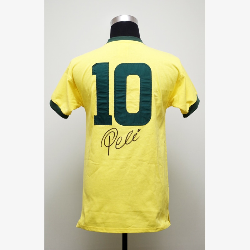 ペレ直筆サイン入りブラジル代表1970復刻版ホームユニフォーム