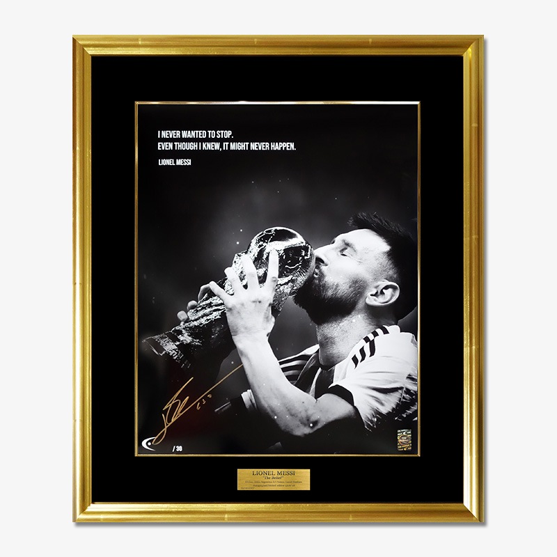 世界限定30枚] メッシ直筆サイン入りクォートアート 