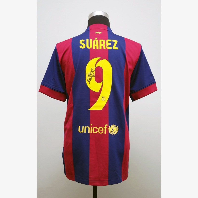 スアレス直筆サイン入りバルセロナ14/15ホームユニフォーム | THE DUGOUT