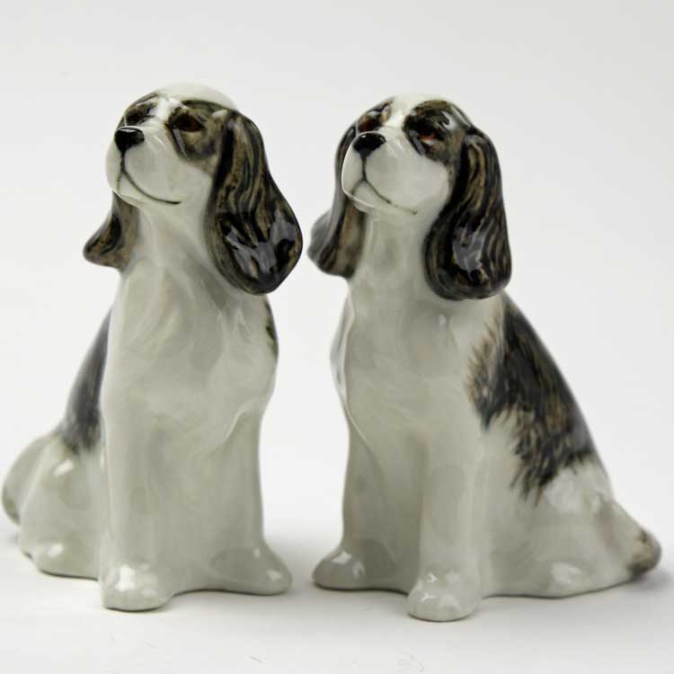 【Quail Ceramics】Cocker Spaniel (Black&White) Figure Set